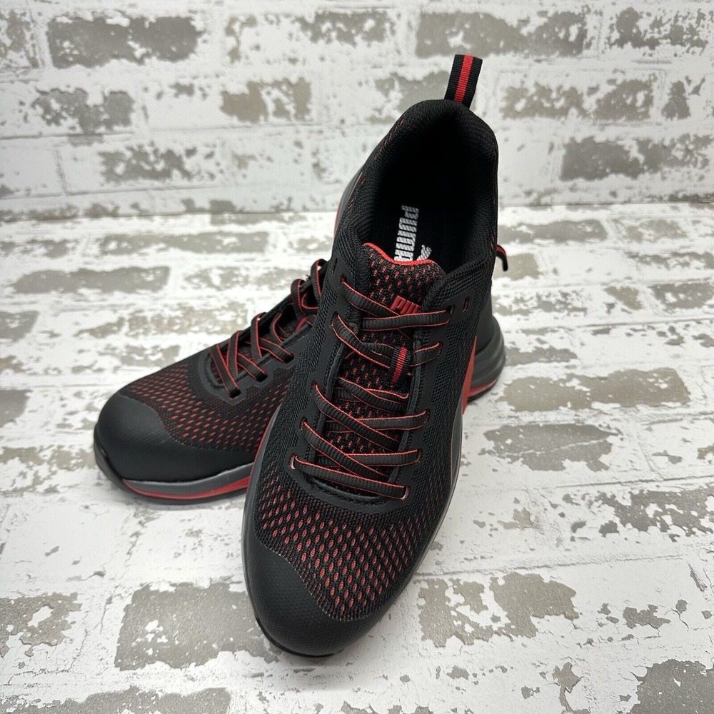 Puma Speed Safety Shoes Mens 10.5 Black Red Composite Toe Slip Resistance 644495 - Picture 3 of 16